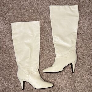 Chic Cream Heeled Women's Boots